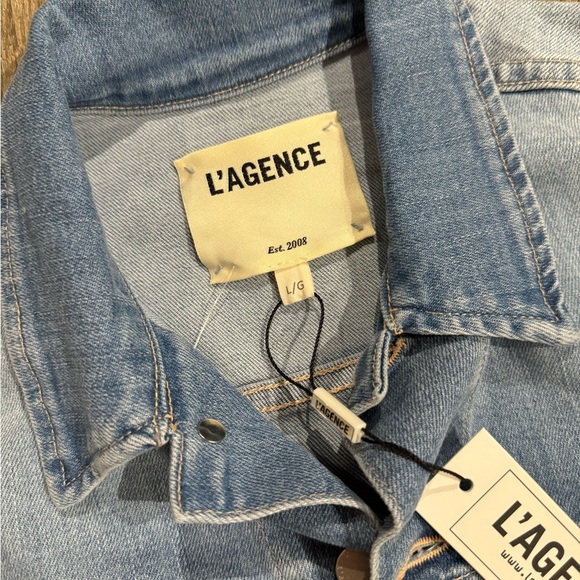 L’Agence Janelle Slim Raw Edge Denim Jacket. - Picture 8 of 11